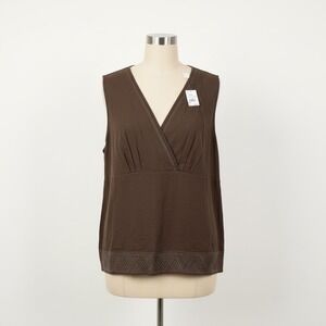 Cato Brown Sleeveless V-Neck Blouse
